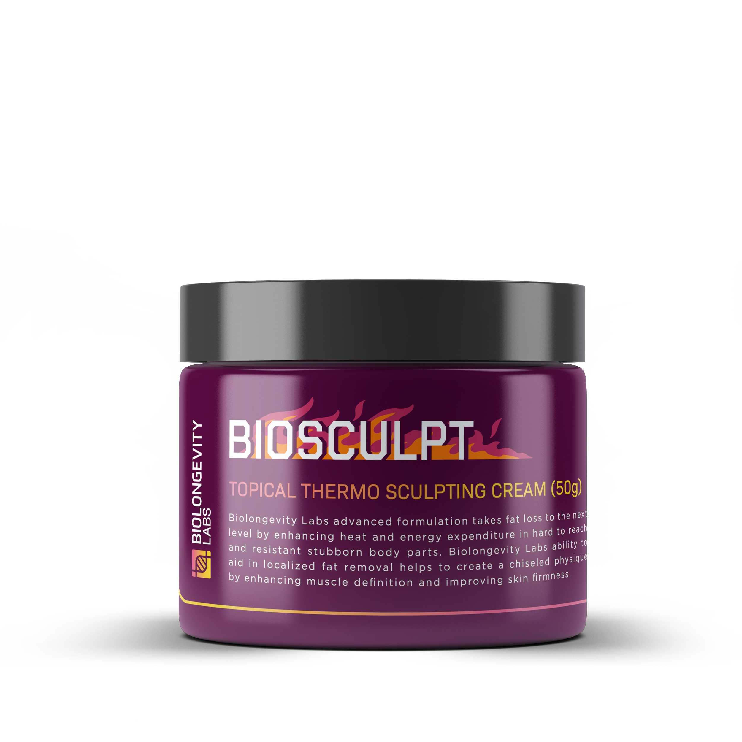 BioSculpt Thermogenic Cream 1 Biolongevity Labs BIOSCULPT Topical Thermo Sculpting Cream in a 50g purple jar with black lid